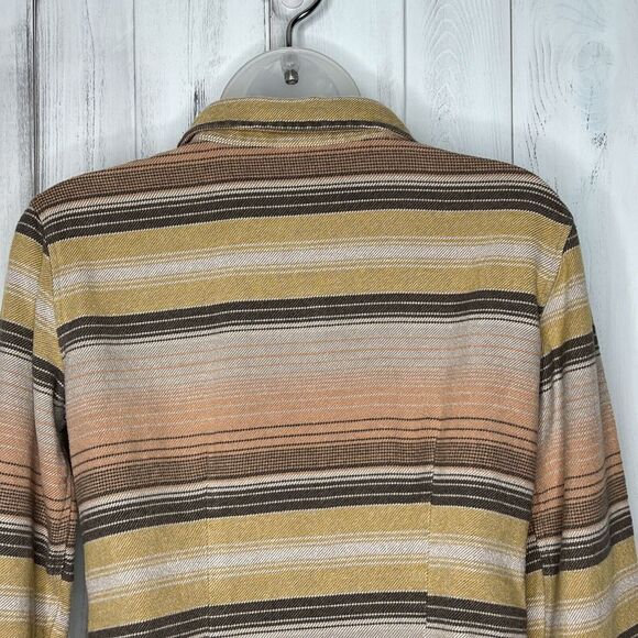 WOMENS PATAGONIA GRAY YELLOW ORANGE STRIPED LONG SLEEVE BUTTON FLANNEL SHIRT 2 - Picture 8 of 12